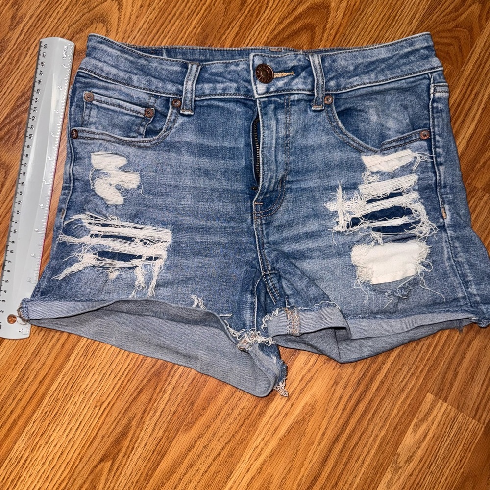 American Eagle Outfitters Blue Distressed Jean Shorts size 8